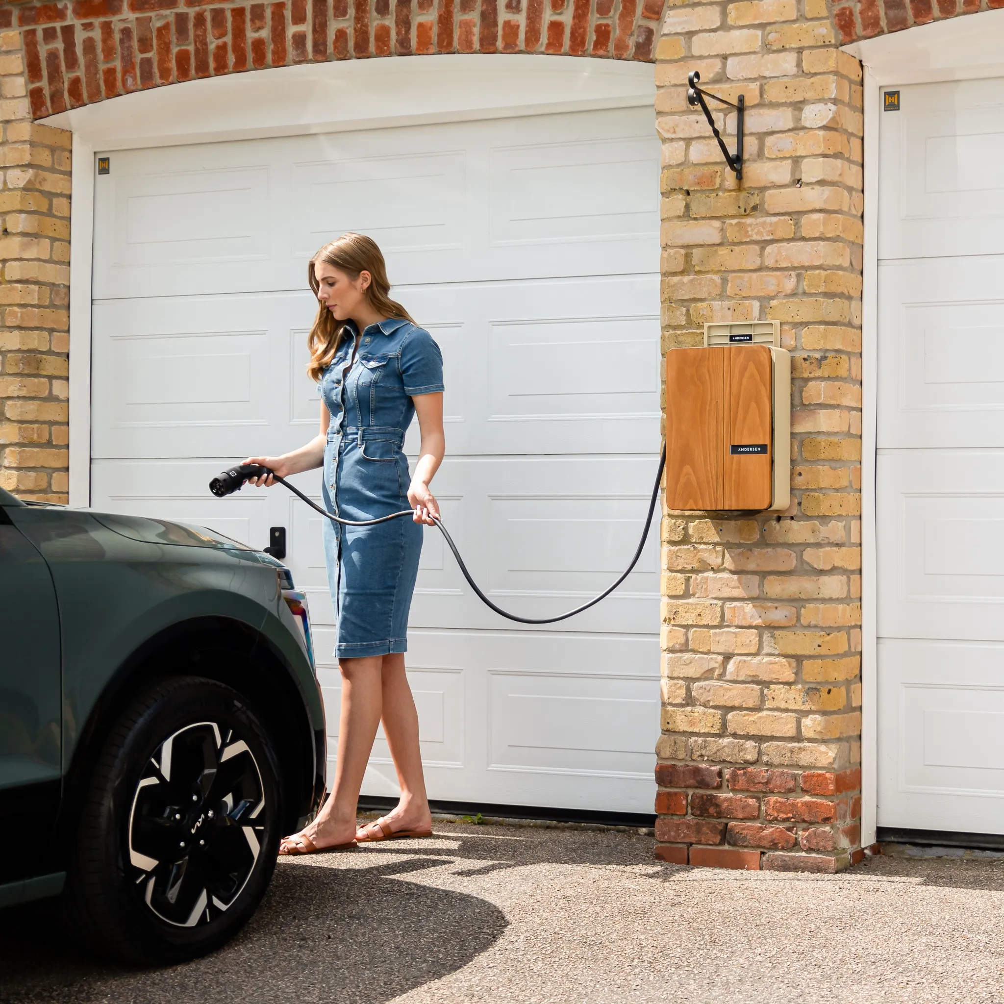 Borne murale résidentielle avec véhicule électrique branché
